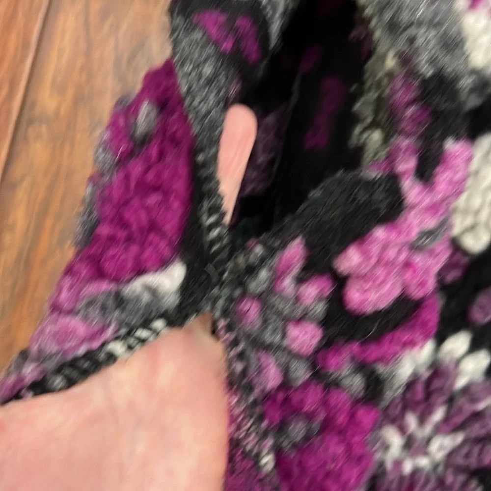 Iperico Gorgeous Wool Purple Floral Felted Kimono Shawl Wrap - Made in Italy - Picture 4 of 8